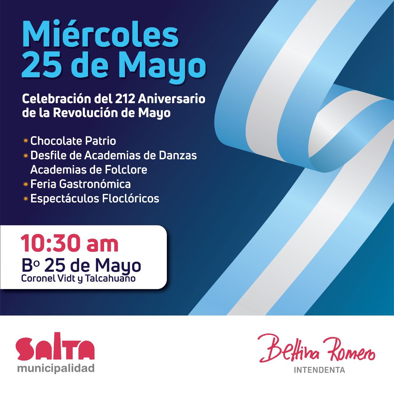 La Municipalidad celebrará el 212° aniversario de la Revolución de Mayo